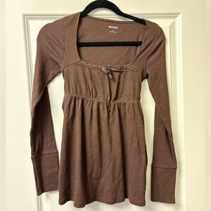 Hollister Brown Long Sleeve Empire-Waist Knit Top